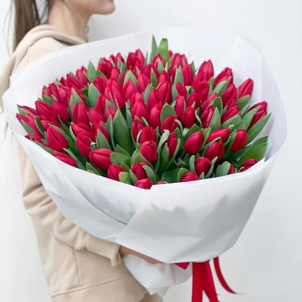 101 красный тюльпан